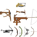 Different Traditional and Modern Weapons Such as Bows Crossbows and Pistols on