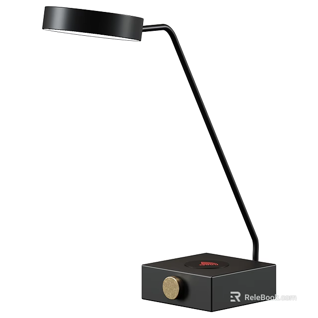 Modern Black Desk Lamp With Adjustable Arm And Square Base Design 3d model