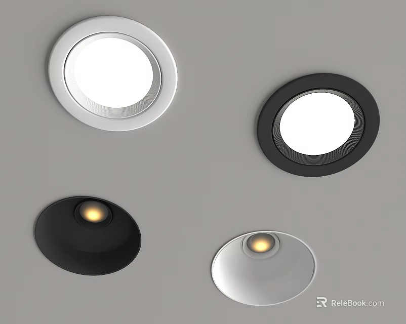 Downlights and Spotlights in Modern Black White Silver Design for Home Ceiling Lighting 3d model 