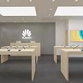 Modern HUAWEI Digital Store with Smartphones on Display Tables and Shelves for Electronic Devices