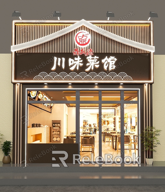 New Chinese Style Mentou Sichuan Restaurant Mentou model