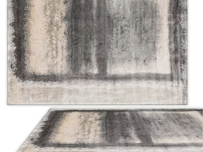 Square Rug with Abstract Black Gray Patterns for Modern Living Room Decor 3d model