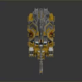 Yellow Mechanical Tank With Armored Structure Cannon Tracks And Decorative Elements