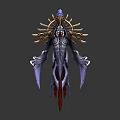 Dual Sided View Of Fantasy Characters And Mythical Creatures With Halo Like Structures Golden Ornaments