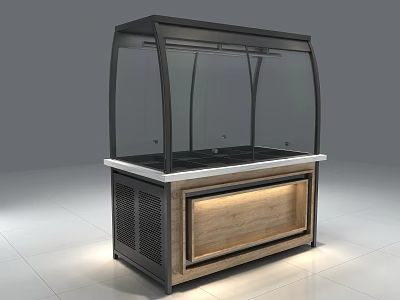 Modern Display Cabinet With Curved Glass Doors Wooden Panel And White Countertop For Retail Use 3d model