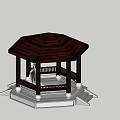 Traditional Octagonal Pavilion With Dark Wooden Roof White Stone Base And Steps
