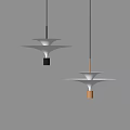 Modern Pendant Lights with White Shades and Black Gold Bases Hanging in Gray Background