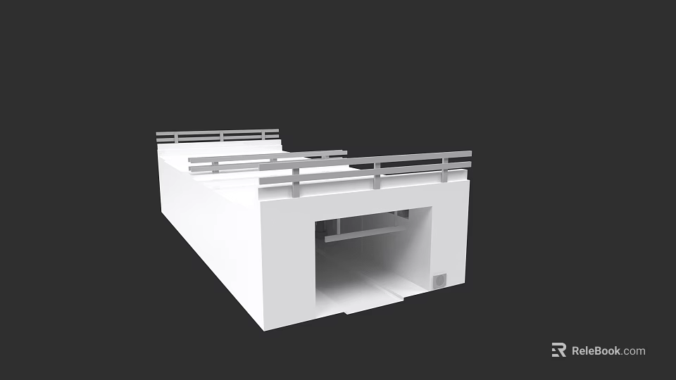 Modern Garden Landscape With White Platform Railing And Open Structure 3d model 