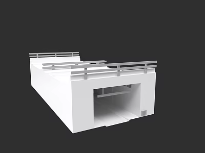 Modern Garden Landscape With White Platform Railing And Open Structure 3d model