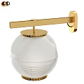 Modern Wall Light With Golden Arm And Transparent Striped Spherical Lampshade