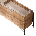 Modern Wooden Entryway Side Cabinet With Storage Drawers And Metal Legs Design