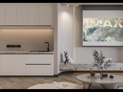 Modern Apartment Interior With Kitchen And Cozy IMAX Living Area 3d model