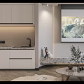 Modern Apartment Interior With Kitchen And Cozy IMAX Living Area