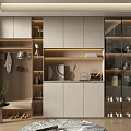 Modern Shoe Cabinet Design With Glass Doors Storage Space And Decorative Lighting