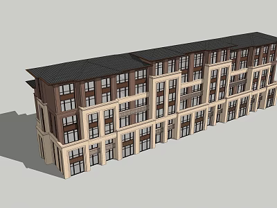 Classic Modern Multi Story Residential Building With Brown Beige Facade And Black Roof 3d model