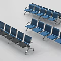 Public Seats With Blue Black Upholstery And Metal Frame For Waiting Area
