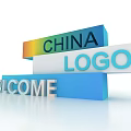 3D China Logo Design With Welcome Text In Colorful Modern Style