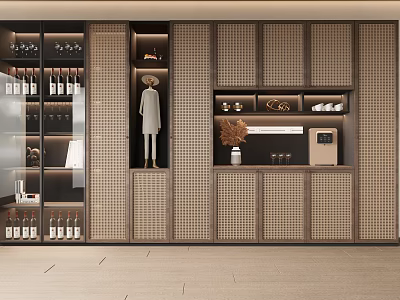 Modern Luxury Wine Cabinet Design With Glass Door Storage And Wine Bottle Display Shelves 3d model