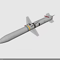 White Military Missile Model With Tail Fins Yellow Blue Rings And Warhead Section