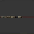 Futuristic Camouflage Weapon With Laser Scope Blue Light And Reflective Surface Design