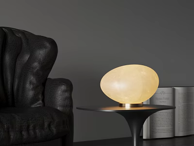 Modern Oval White Table Lamp With Gold Base For Living Room Home Decor 3d model