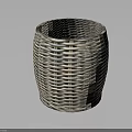 Handwoven Wicker Storage Basket For Household Items With Cylindrical Weave Design