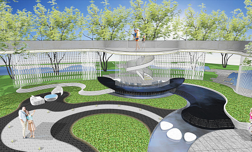 Modern Corridor Special-shaped Landscape Corridor Residential Atrium Residential Landscape 3d model