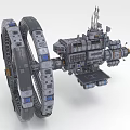 Sci fi Space Station With Large Circular Structure And Mechanics 3d model