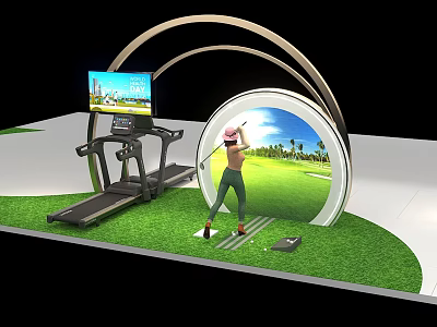Indoor Golf Simulation Equipment With Treadmill And Virtual Course For Home Sports Training 3d model