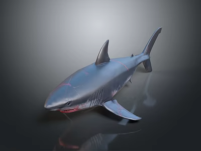 Realistic 3D Shark Marine Aquatic Animal Model With Dorsal Fin And Tail 3d model