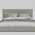 Elegant Modern Double Bed With Gray Headboard Soft Bedding And Pillows 3d model