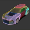 Blue Futuristic Concept Car With Sleek Body Silver Wheels And Roof Structure