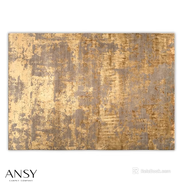 Square Rug with Gold and Gray Textured Pattern for Modern Home Decor 3d model 