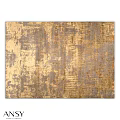 Square Rug with Gold and Gray Textured Pattern for Modern Home Decor