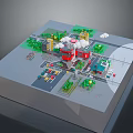 Detailed 3D Urban Model Scene With Buildings Roads Trees And Layout Design