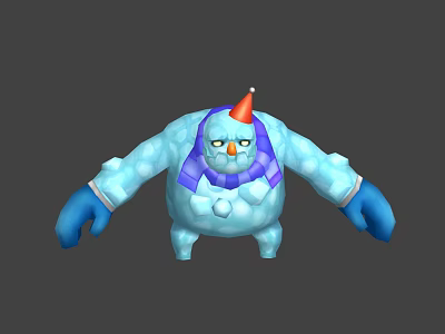 Blue Ice Game And Movie Character With Red Party Hat Blue Scarf And Gloves 3d model