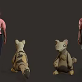 Vibrant Characters And Creatures Models Featuring Male Character Green Humanoid Horned Creatures And Small Animal