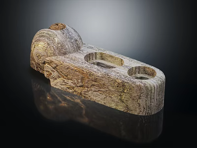 Textured Natural Garden Decorative Piece With Irregular Shape And Hollow Sections For Small Plants 3d model