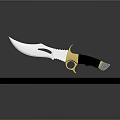 Decorative Weapon Knife With Intricate Blade Design Black And Gold Handle On Circular Display Platform