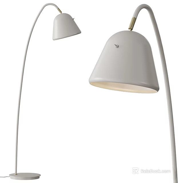 Modern Arc Floor Lamp With White Shade And Metal Stand For Home Decor 3d model 