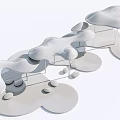 Modern Abstract Pergola Design With Cloud Shaped Canopy And Circular Base Platforms 3d model