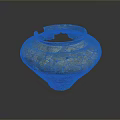 Sculpture Carving Of Ancient Ceramic Jar With Broken Rim Textured Surface Patina