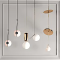 Modern Pendant Lights Featuring Spherical Cylindrical And Disc Shaped Designs With Metallic Frames 3d model