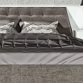 Background Double Bed With Eiffel Tower Poster Paris Text Gray Headboard And Black Pendant Lights