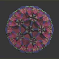 Colorful Spherical Molecular Structure with Intricate Geometric Pink Purple Blue Patterns