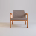 Stylish Leisure Chair With Wooden Frame And Gray Comfortable Cushion Design