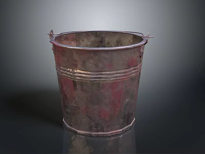 Rustic Vintage Metal Bucket With Handles For Household Decorative Use 3d model