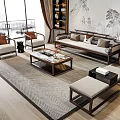 New Chinese Sofa Coffee Table Combination 3d model