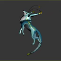 Blue Cat Like Animal With Long Ears Yellow Accents And Standing Pose