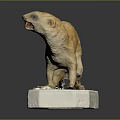 Yellowish Animal Sculpture in Standing Pose With Open Mouth On White Base